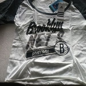 NBA Brooklyn Nets Women's Stripe Slant Short Sleev